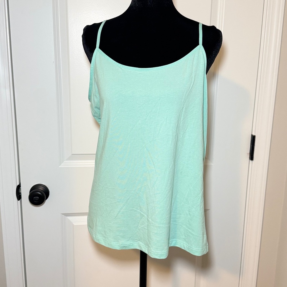 Time and Tru Mint Green Camisole Tank Top XL 16-18 Adjustable Straps Cotton